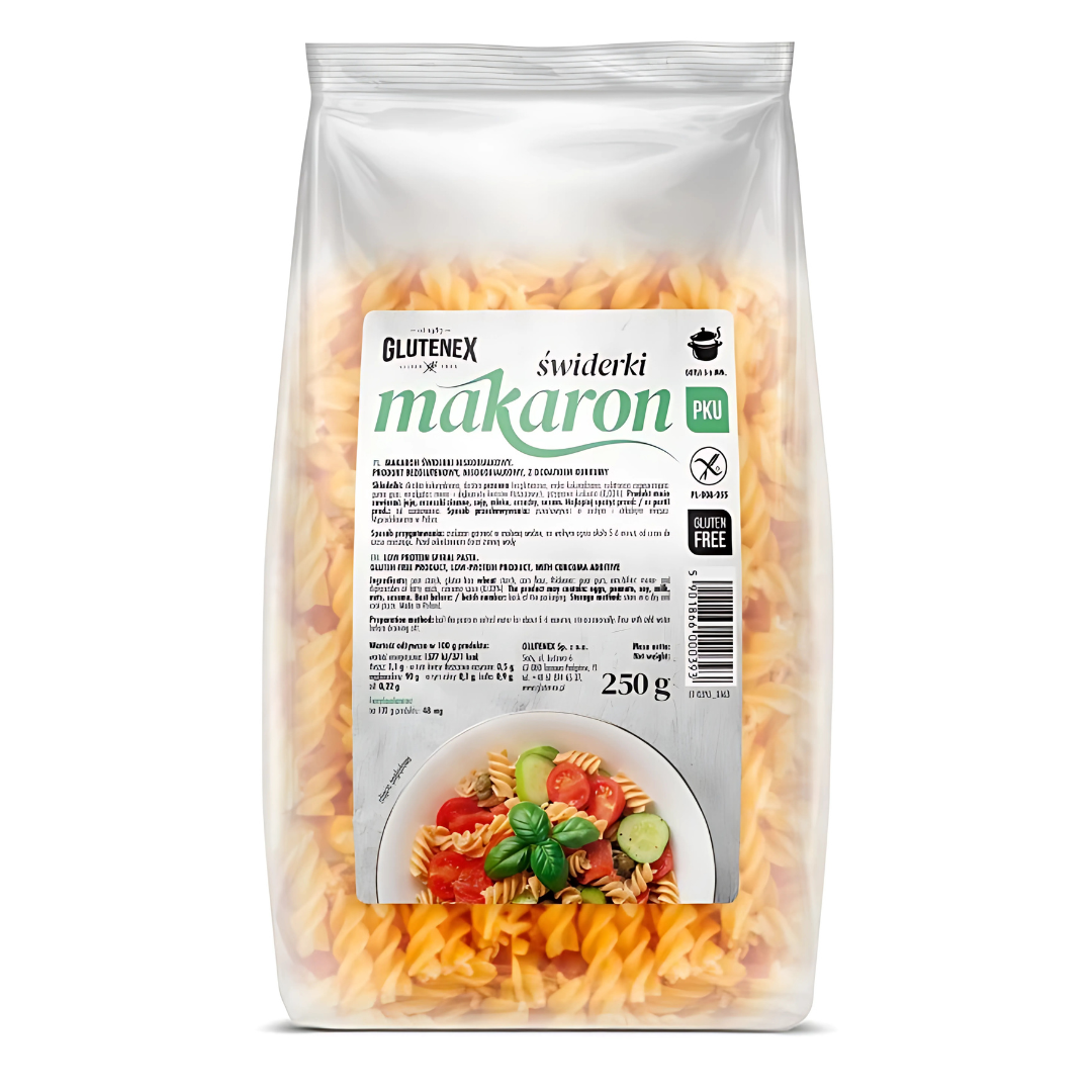 Makaron świderki niskobiałkowy bezglutenowy 250g Glutenex