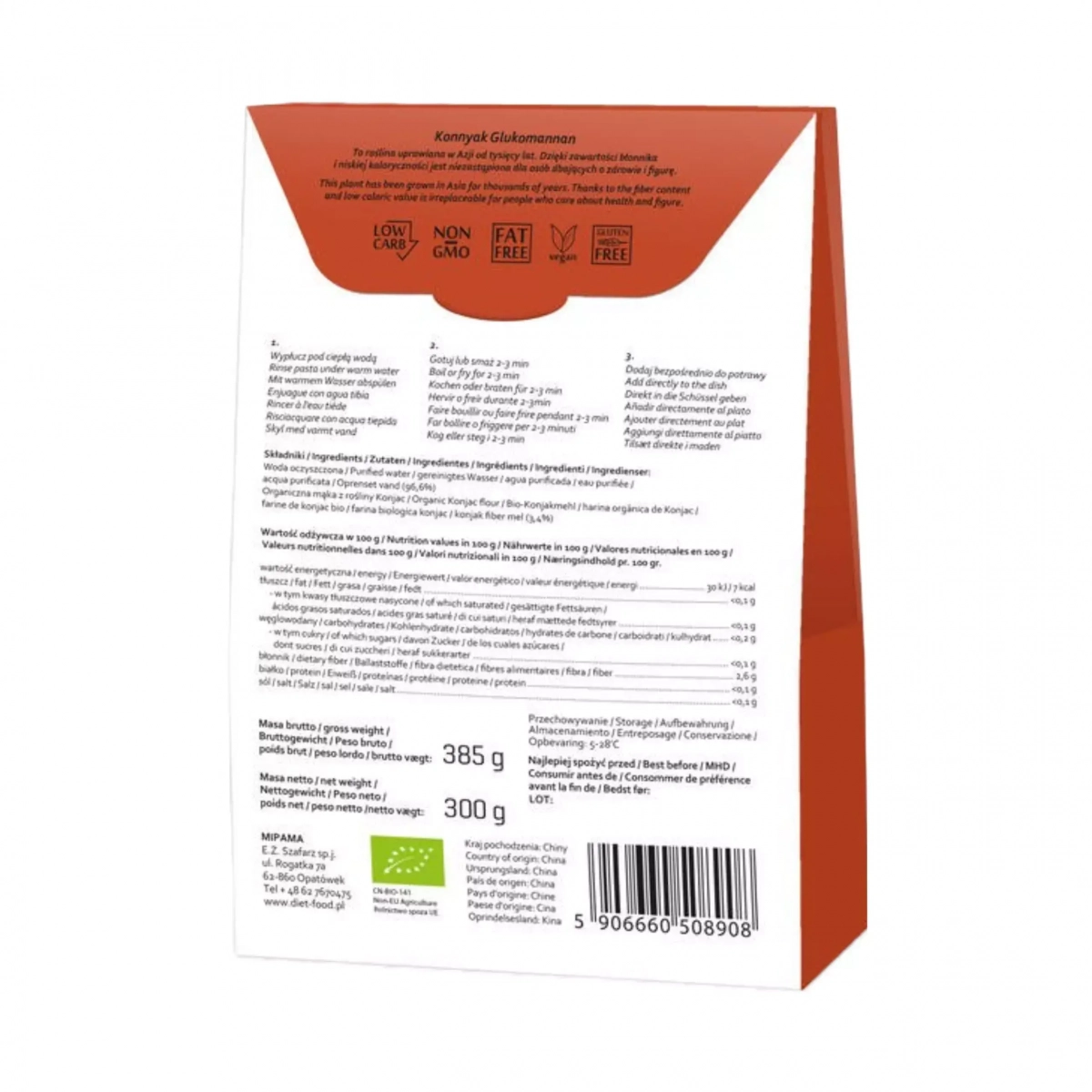 Bio Makaron Shirataki Konjac Fettuccine Diet Food - 385 g
