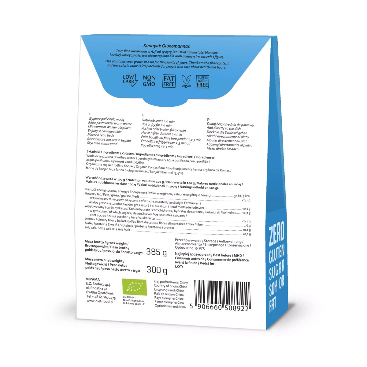 Bio Makaron Shirataki Konjac Ryż Diet Food - 385 g