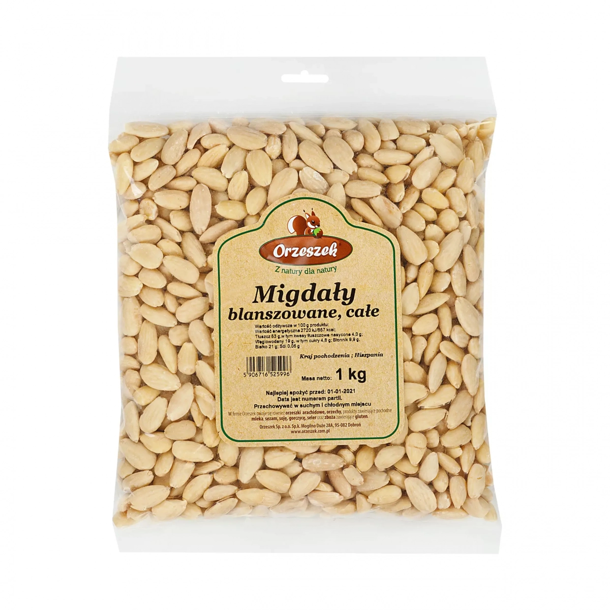 Migdały całe blanszowane Orzeszek - 50 g