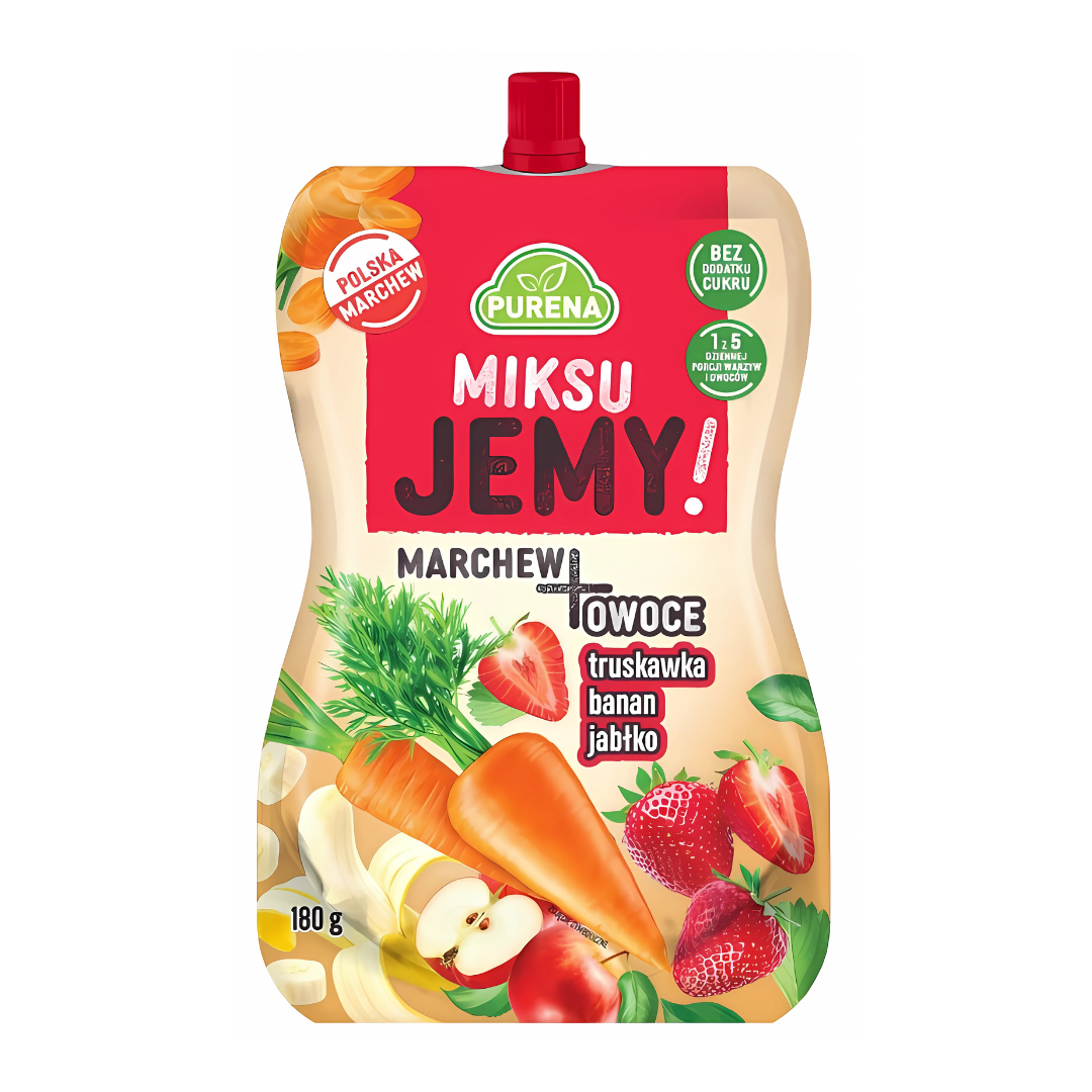 Mus marchew truskawka banan jabłko 180 g Purena